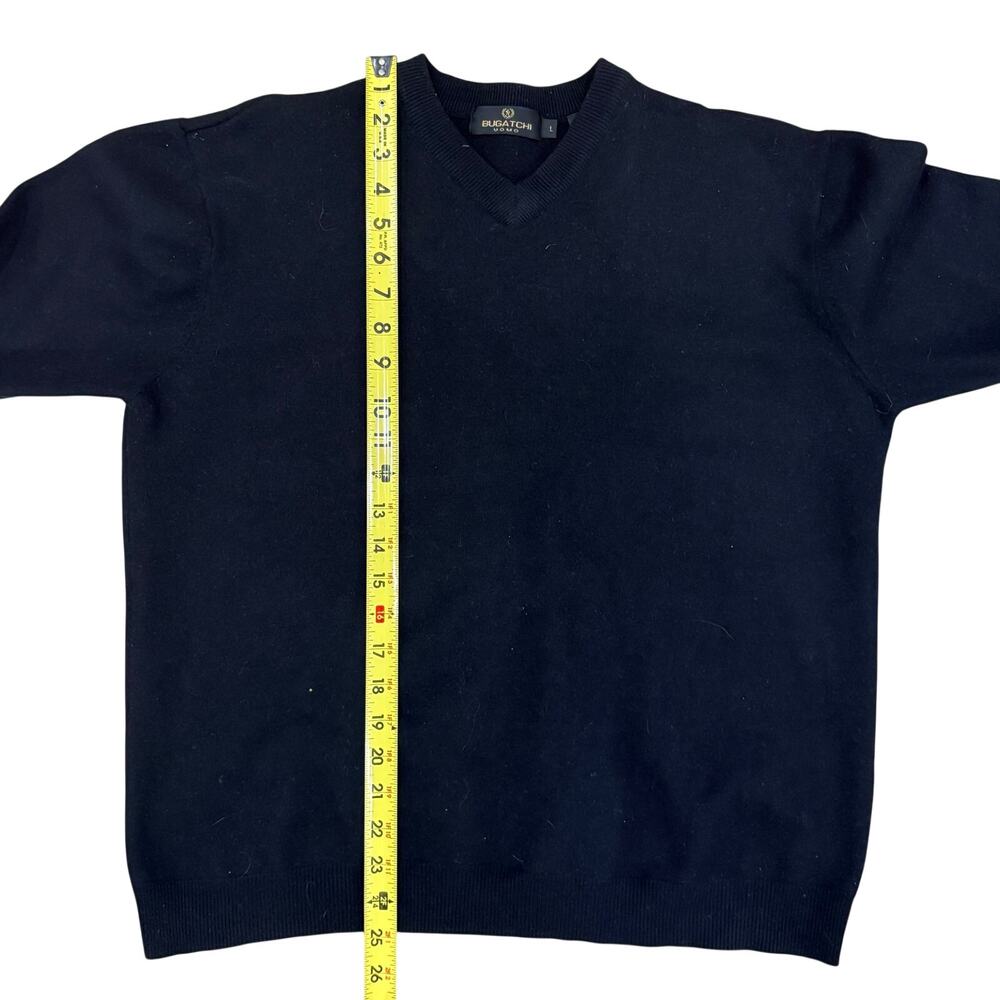 Bugatchi Uomo Men's Black Wool Silk Sweater Cashmere Crewneck Size Large Preppy - Picture 7 of 7